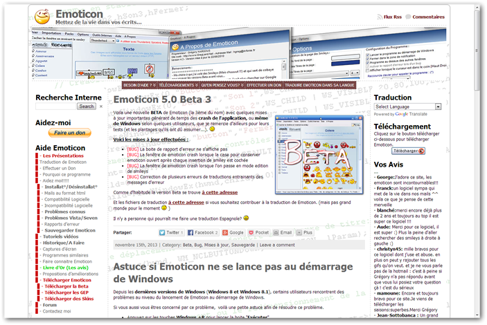 Site du logiciel Emoticon http://emoticon.gregland.net