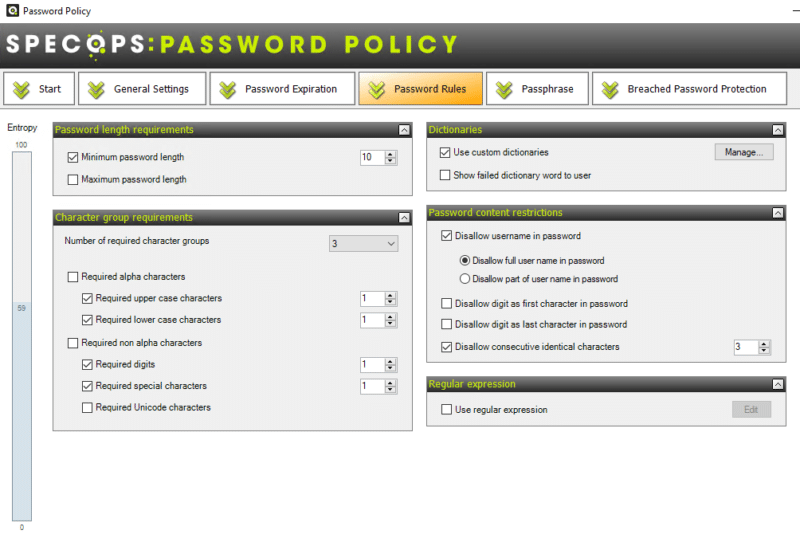 Aperçu de Specops Password Policy