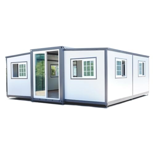 BOVONO Petite maison/petit entrepôt préfabriqué moderne mobile, porte verrouillable, fenêtre, toilettes, armoire,...