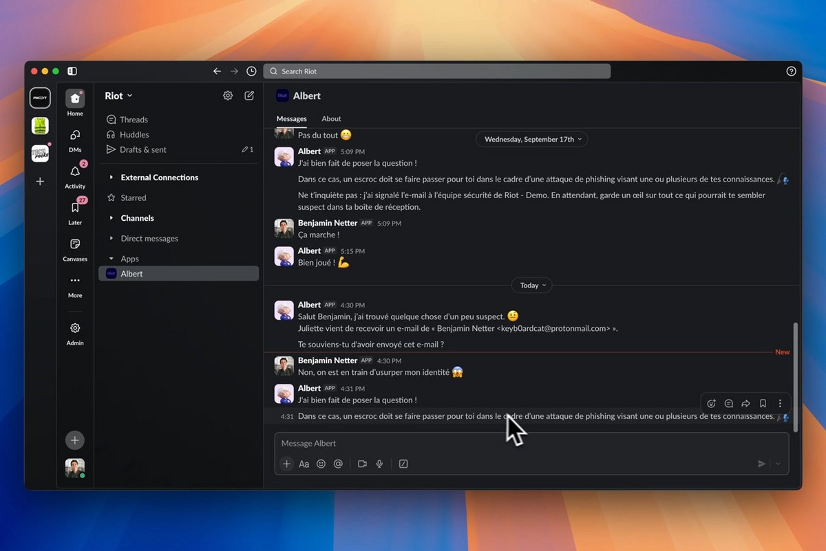 Exemple d'une interaction qu'on peut avoir avec Albert © Riot